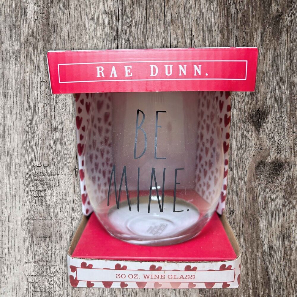 Rae Dunn 30 oz Clear‎ Wine Glass Be Mine. NEW